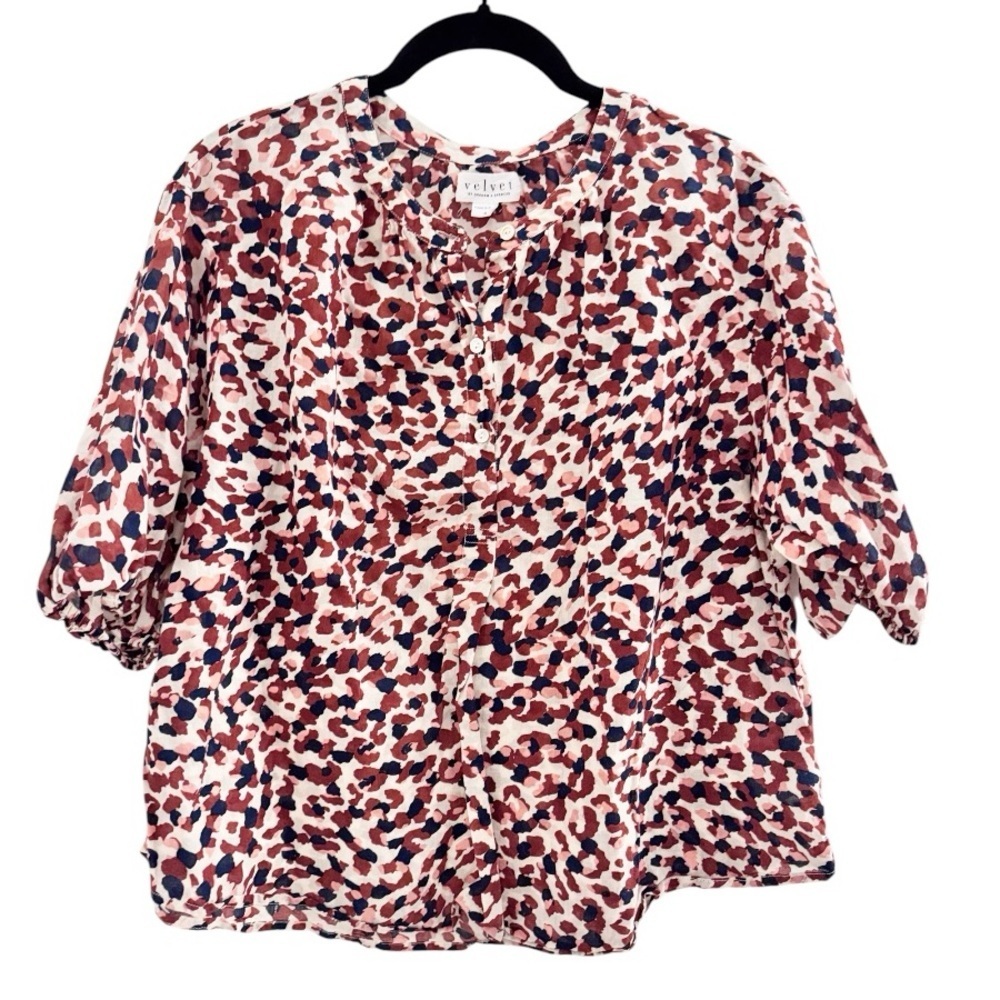 🤎VELVET by Graham & Spencer Multicolored Animal Print Boxy Blouse